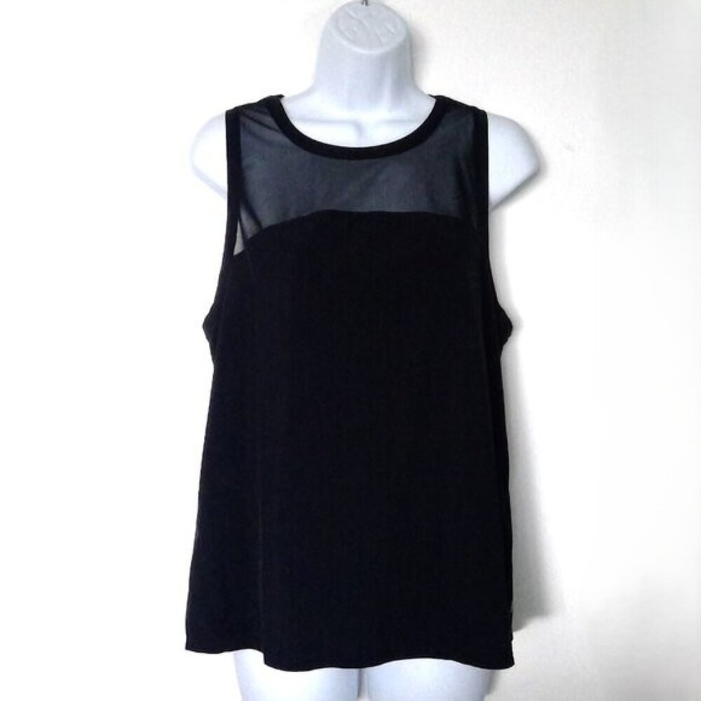 New Z by Zella Dark Black Top Dressy W/ Mesh Sleeveless Tank Stretch NWOT  Sz M